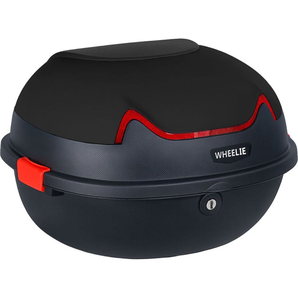 WHEELIE XT11-FS 28 Litre Motosiklet Arka Çanta Mat Siyah Su Geçirmez ABS Top Case Çift Kilitleme Üniversal