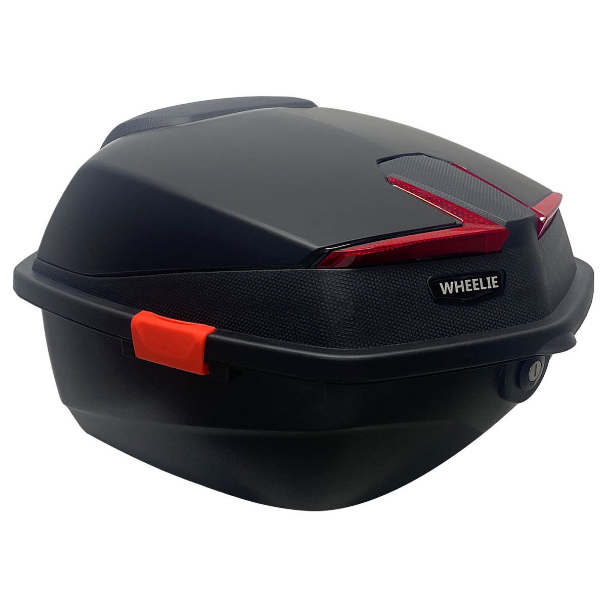 WHEELIE XT01-FS 32 Litre Motosiklet Arka Çanta Buzlu Siyah Parlak Su Geçirmez ABS Çift Kilitleme Üniversal