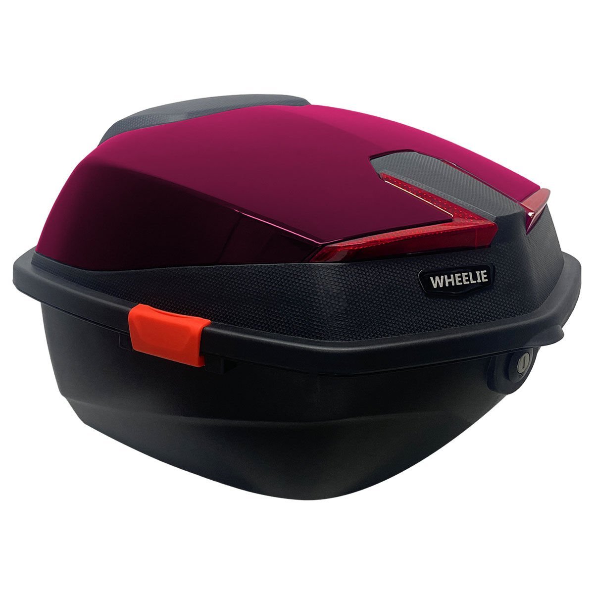 WHEELIE XT01-JR 32 Litre Motosiklet Arka Çanta Hünnap Kırmızı Parlak Su Geçirmez ABS Çift Kilitleme Üniversal