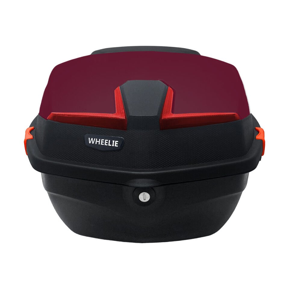 WHEELIE XT01-JR 32 Litre Motosiklet Arka Çanta Hünnap Kırmızı Parlak Su Geçirmez ABS Çift Kilitleme Üniversal