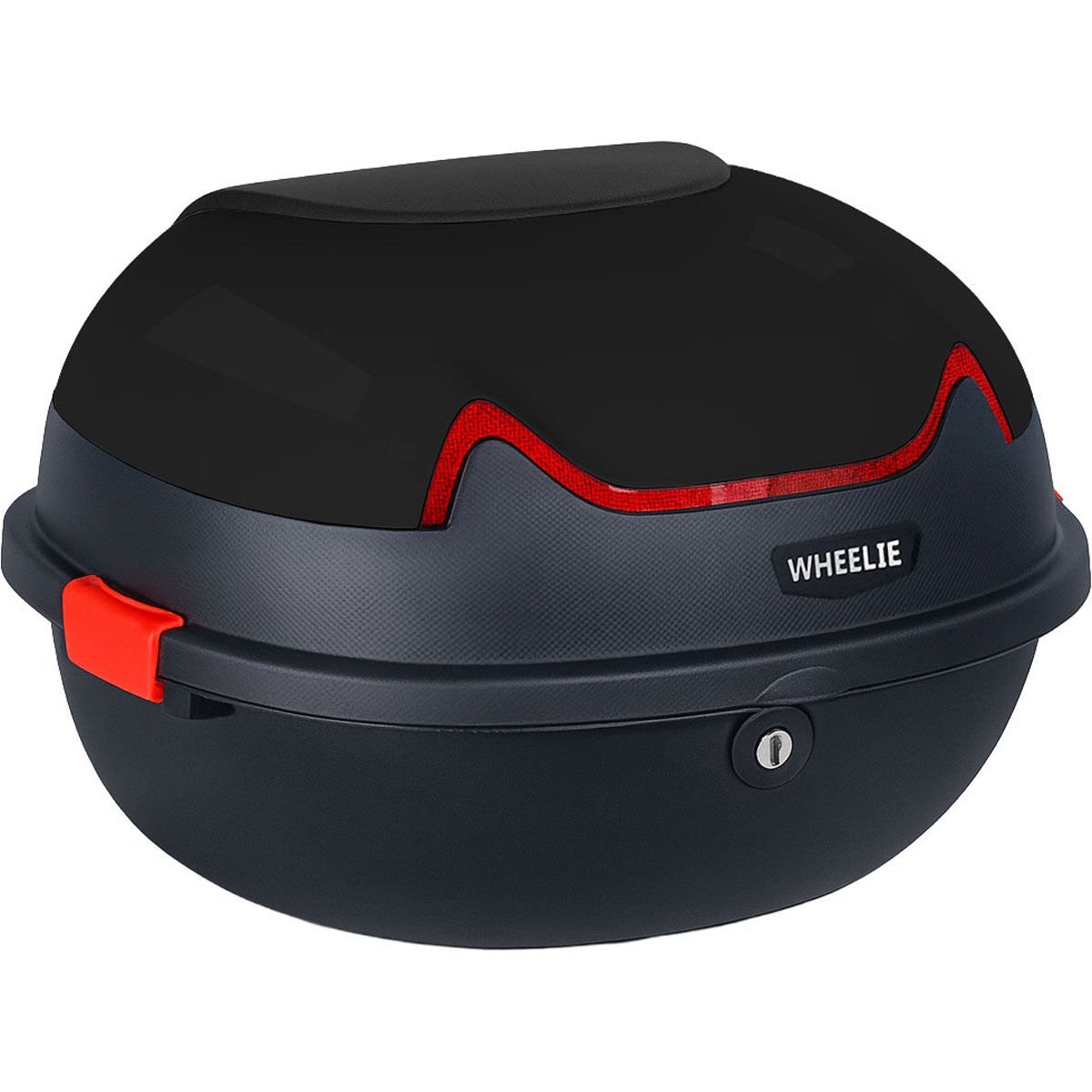 WHEELIE XT11-B 28 Litre Motosiklet Arka Çanta Siyah Parlak Su Geçirmez ABS Top Case Çift Kilitleme Üniversal