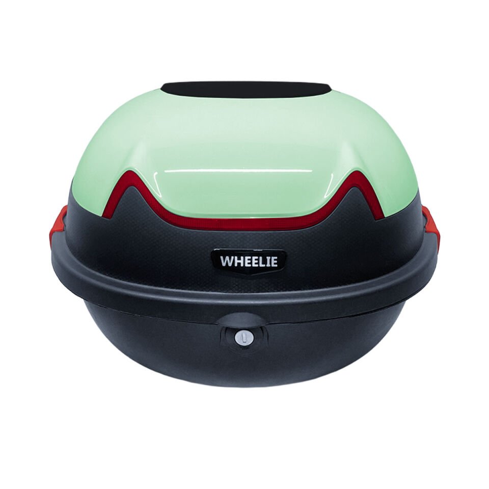 WHEELIE XT11-LG 28 Litre Motosiklet Arka Çanta Açık Yeşil Parlak Su Geçirmez ABS Çift Kilitleme Üniversal