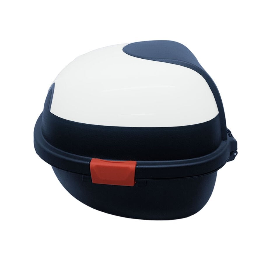 WHEELIE XT11-W 28 Litre Motosiklet Arka Çanta Beyaz Parlak Su Geçirmez ABS Top Case Çift Kilitleme Üniversal