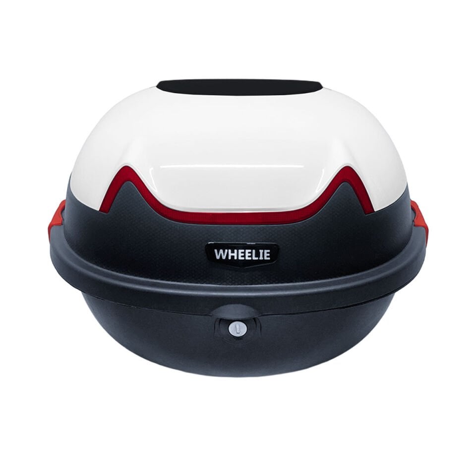 WHEELIE XT11-W 28 Litre Motosiklet Arka Çanta Beyaz Parlak Su Geçirmez ABS Top Case Çift Kilitleme Üniversal