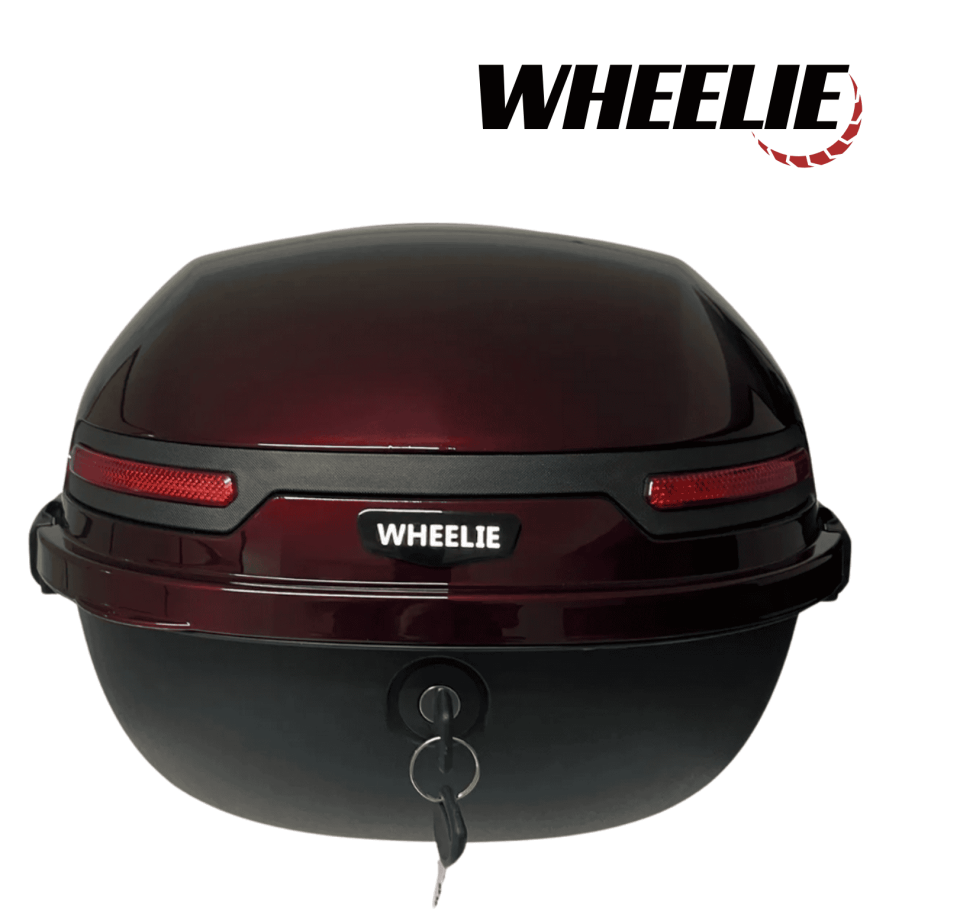 WHEELIE XT21-JR 28 Lt Motosiklet Arka Çanta Hünnap Kırmızı Parlak Su Geçirmez ABS Çift Kilitleme Üniversal