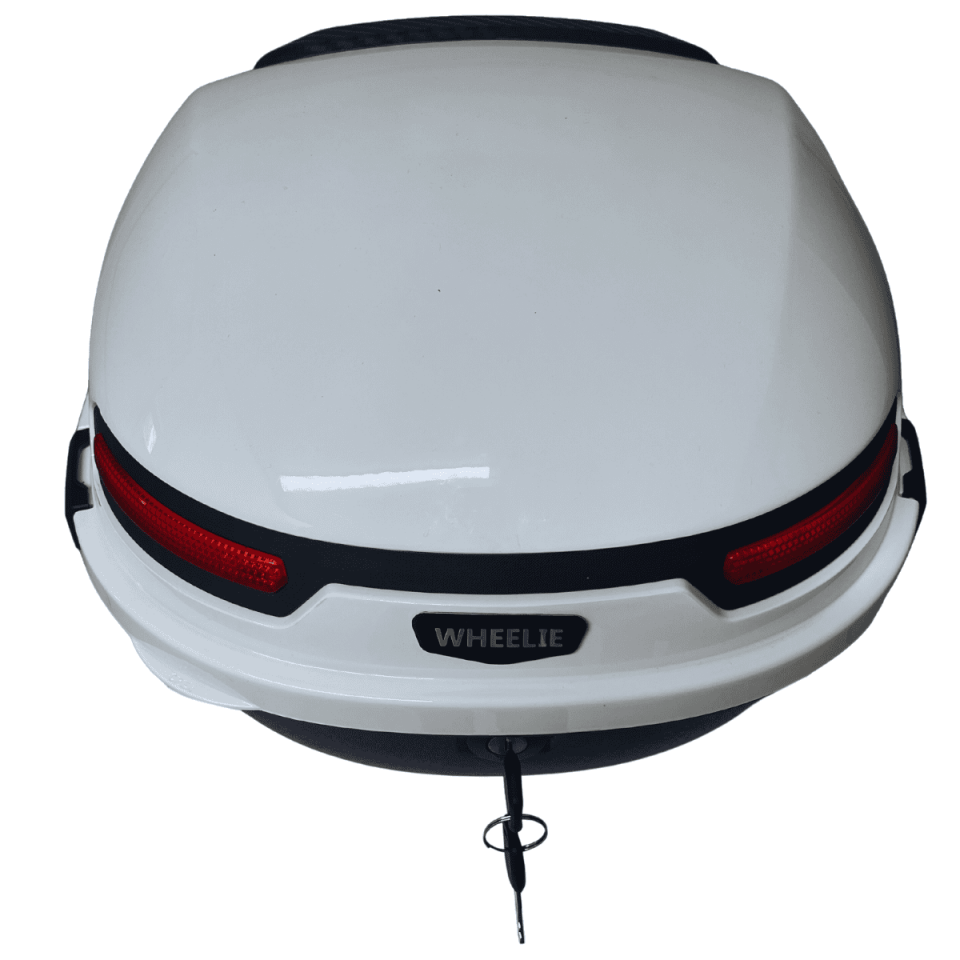 WHEELIE XT21-W 28 Litre Motosiklet Arka Çanta Beyaz Parlak Su Geçirmez ABS Top Case Çift Kilitleme Üniversal