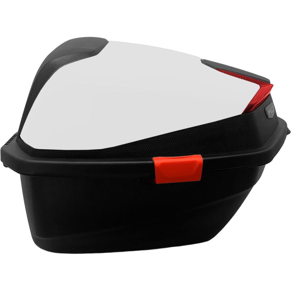 WHEELIE XT01-W 32 Litre Motosiklet Arka Çanta Beyaz Parlak Su Geçirmez ABS Top Case Çift Kilitleme Üniversal