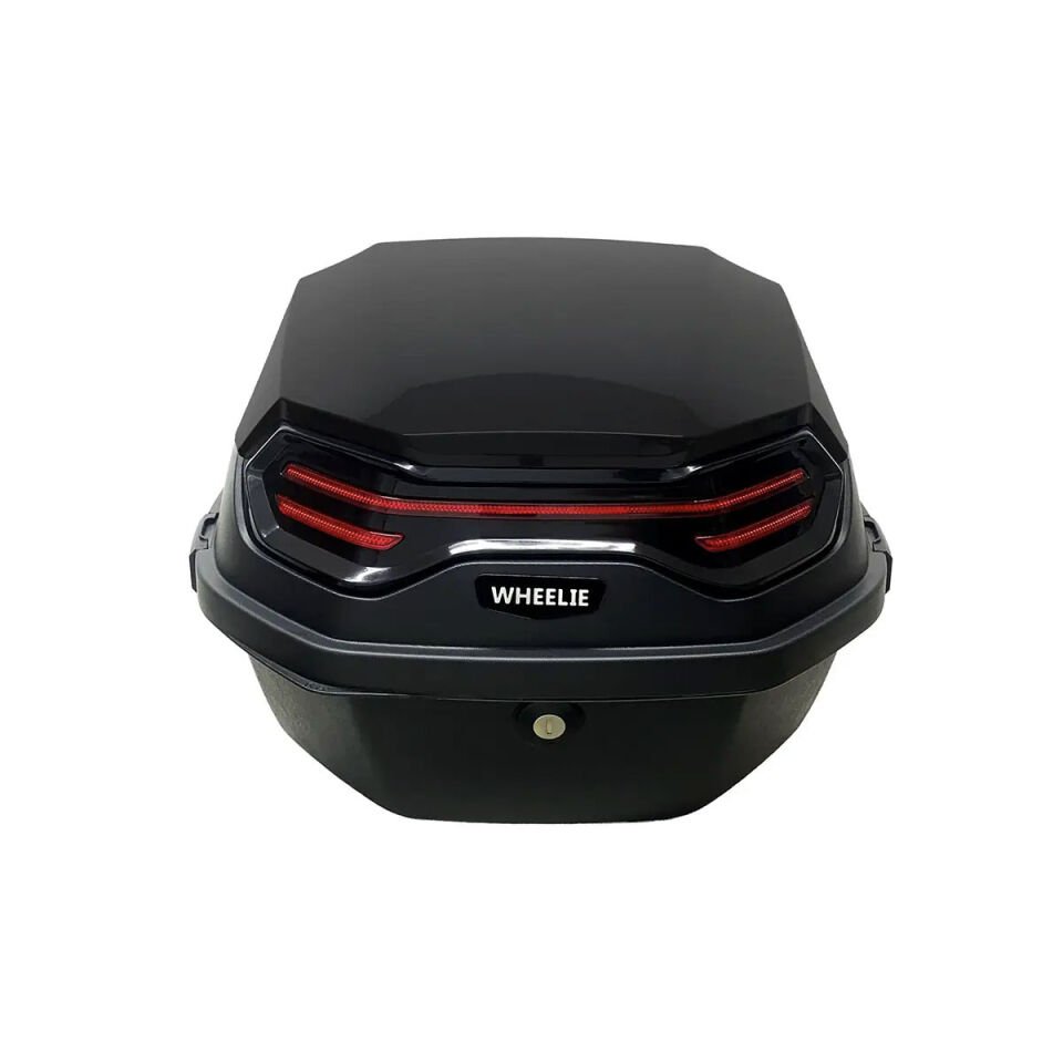 WHEELIE XT08-B 32 Litre Motosiklet Arka Çanta Siyah Parlak Su Geçirmez ABS Top Case Çift Kilitleme Üniversal