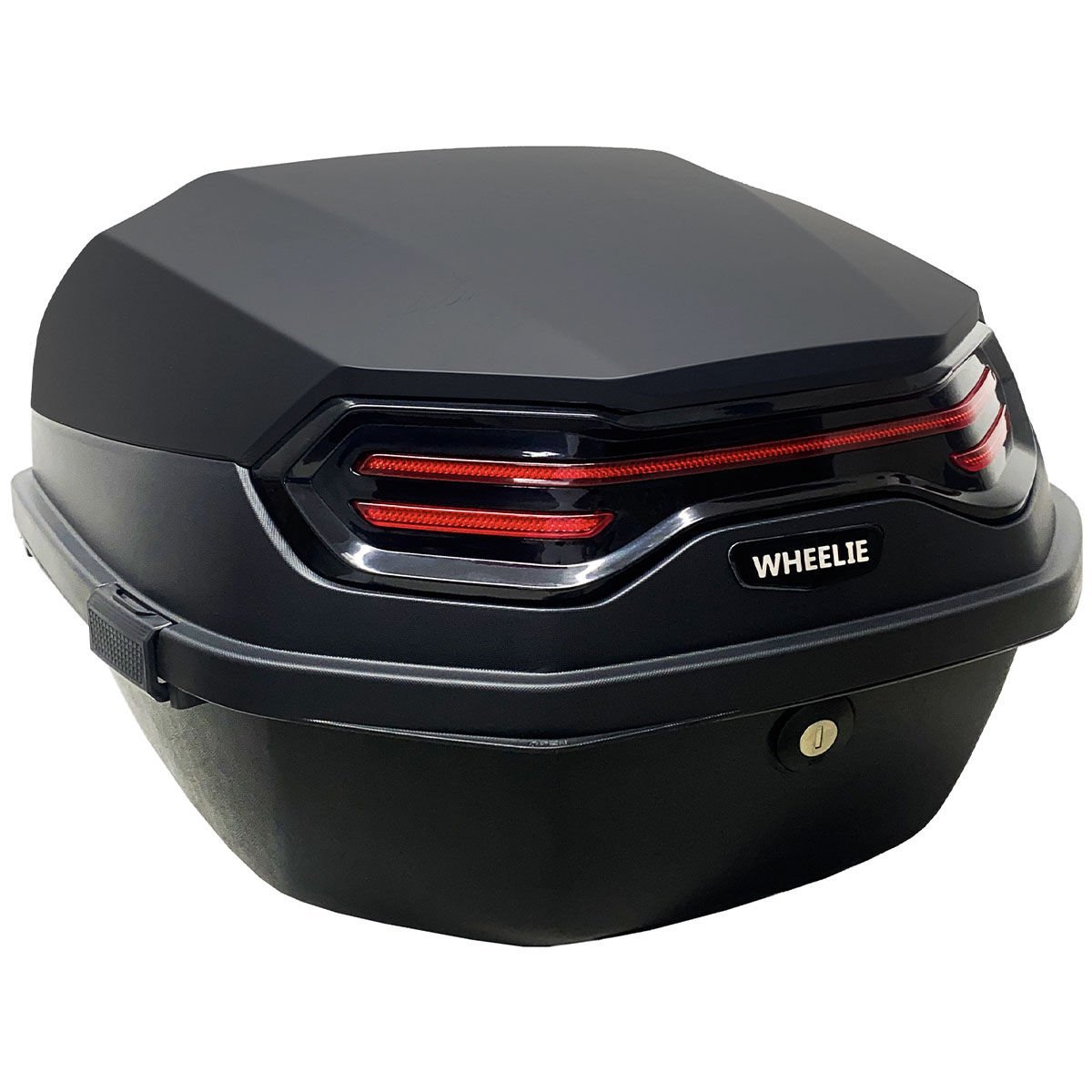 WHEELIE XT08-FS 32 Litre Motosiklet Arka Çanta Mat Siyah Su Geçirmez ABS Top Case Çift Kilitleme Üniversal
