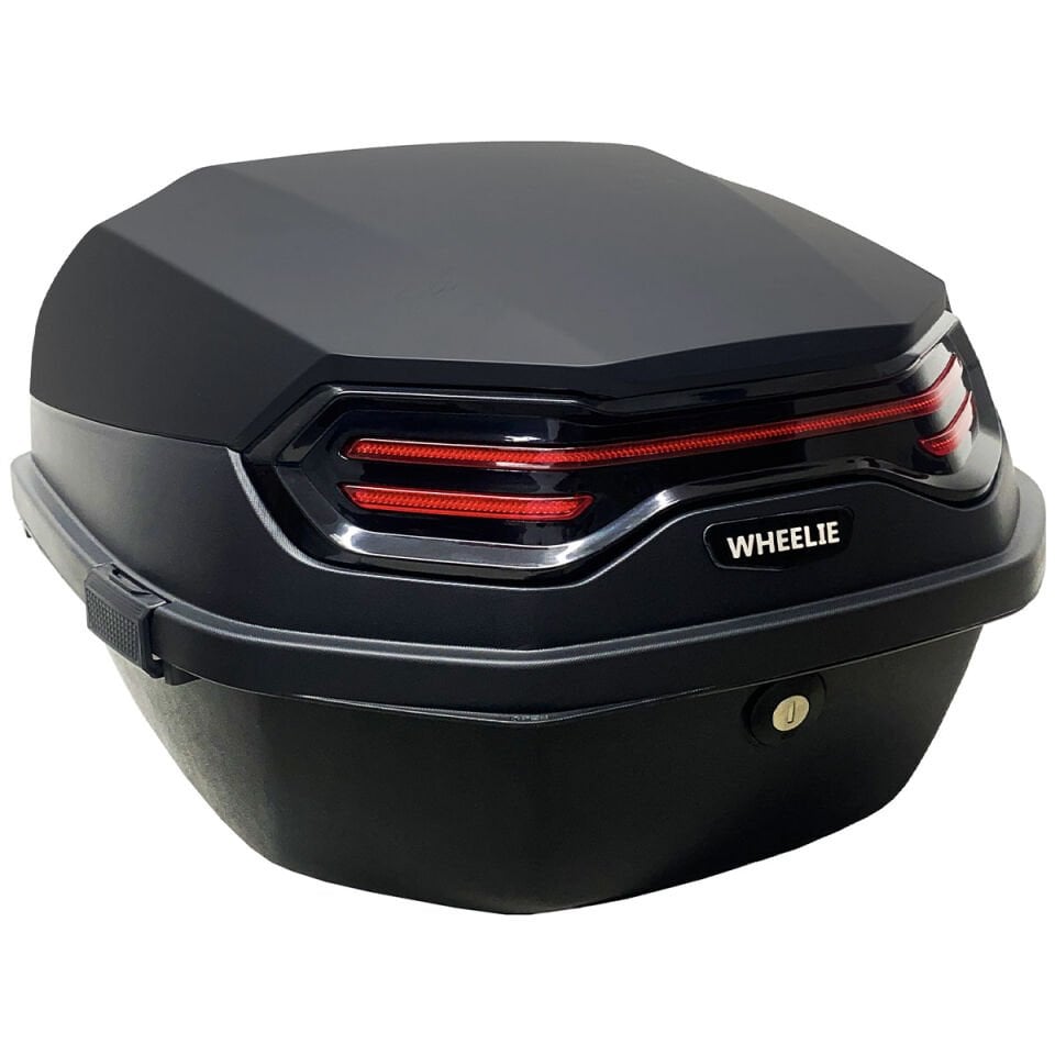 WHEELIE XT08-FS 32 Litre Motosiklet Arka Çanta Mat Siyah Su Geçirmez ABS Top Case Çift Kilitleme Üniversal