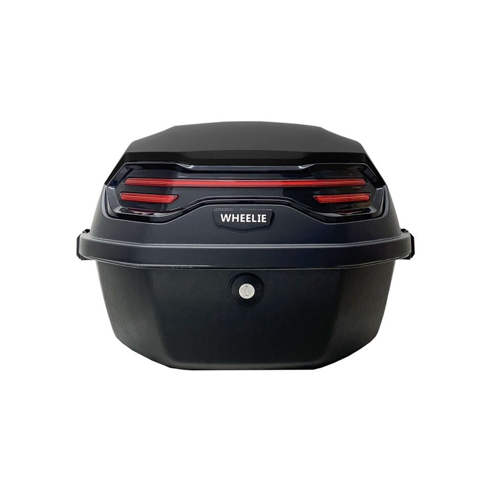 WHEELIE XT08-FS 32 Litre Motosiklet Arka Çanta Mat Siyah Su Geçirmez ABS Top Case Çift Kilitleme Üniversal
