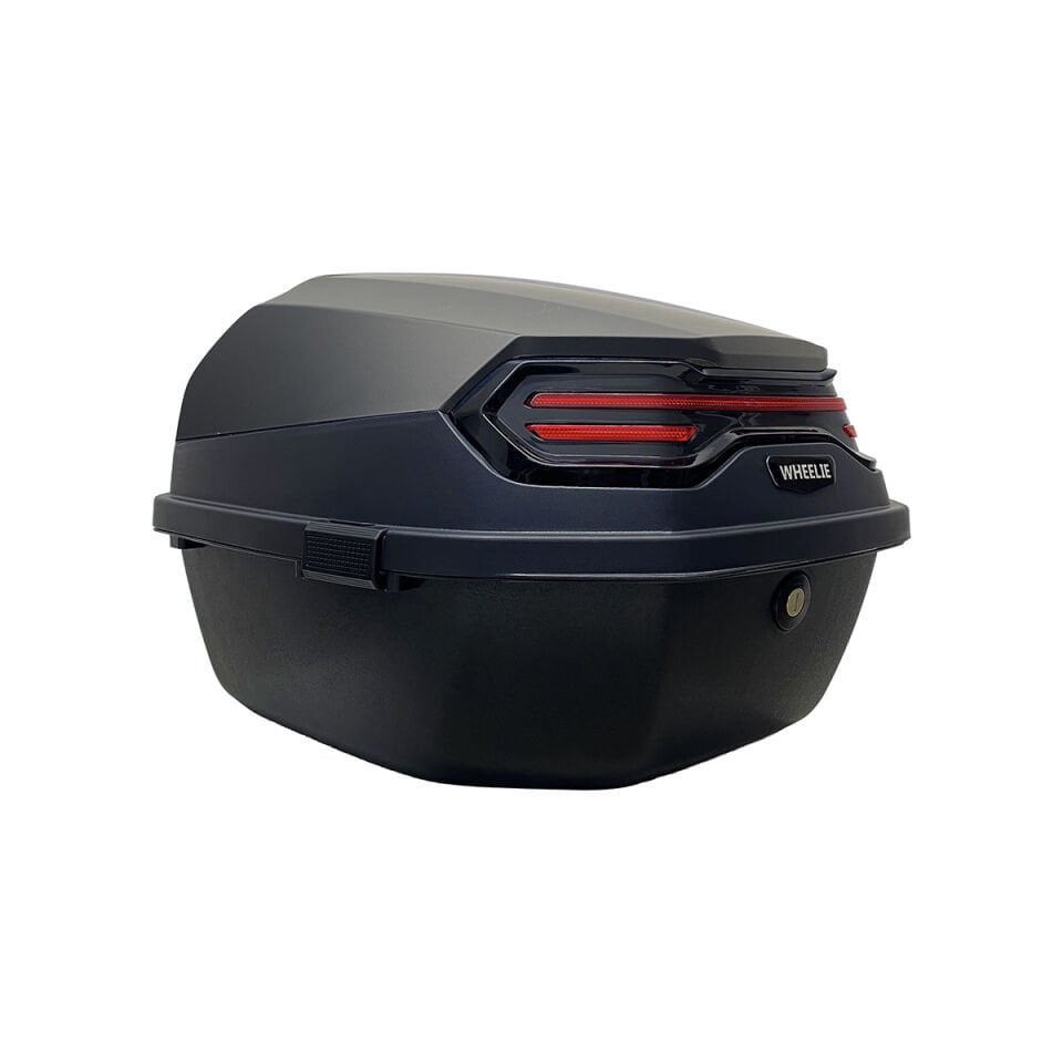 WHEELIE XT08-FS 32 Litre Motosiklet Arka Çanta Mat Siyah Su Geçirmez ABS Top Case Çift Kilitleme Üniversal
