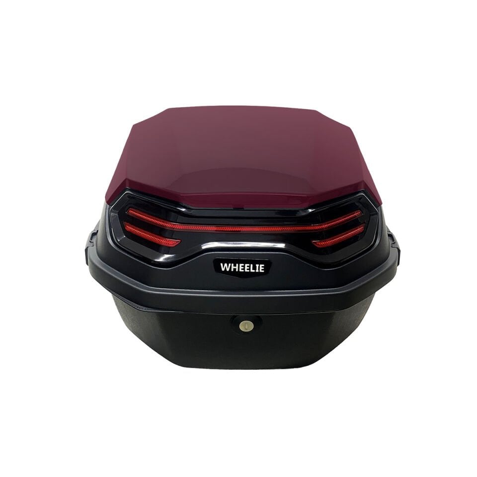 WHEELIE XT08-JR 32 Litre Motosiklet Arka Çanta Hünnap Kırmızı Parlak Su Geçirmez ABS Çift Kilitleme Üniversal