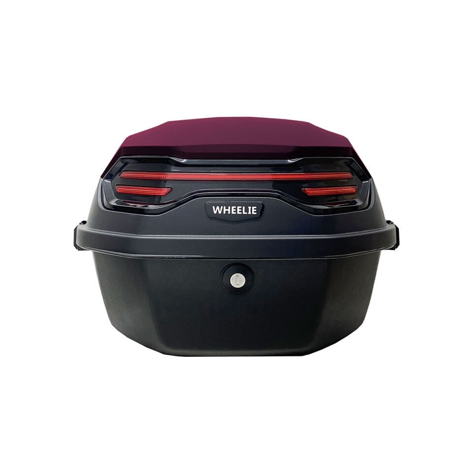 WHEELIE XT08-JR 32 Litre Motosiklet Arka Çanta Hünnap Kırmızı Parlak Su Geçirmez ABS Çift Kilitleme Üniversal