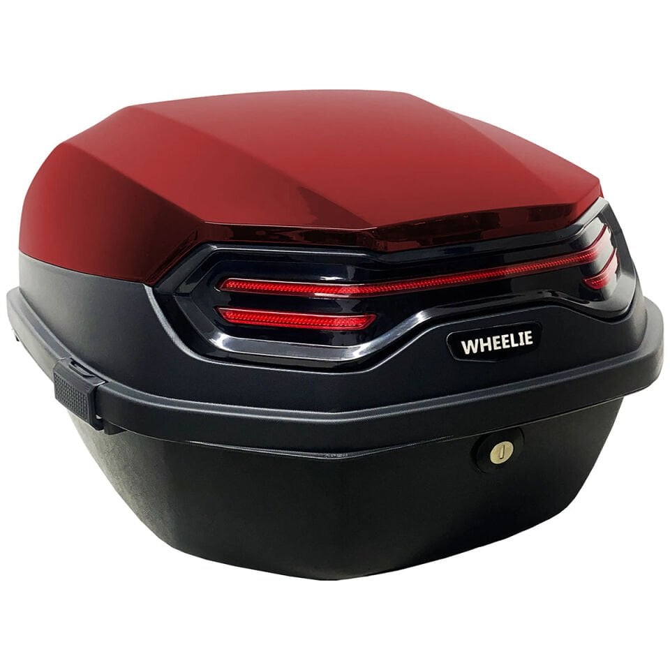 XT08-BR 32 Litre Motosiklet Arka Çanta Koyu Kırmızı Parlak Su Geçirmez ABS Çift Kilitleme Üniversal