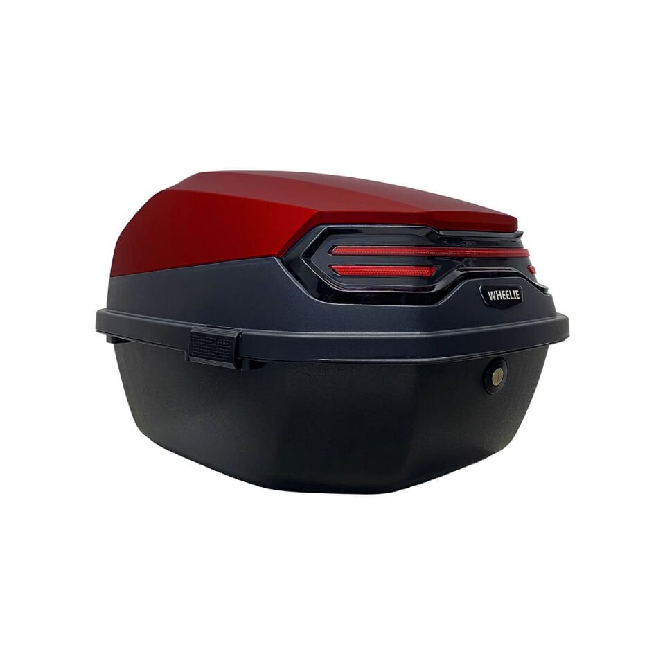 XT08-BR 32 Litre Motosiklet Arka Çanta Koyu Kırmızı Parlak Su Geçirmez ABS Çift Kilitleme Üniversal