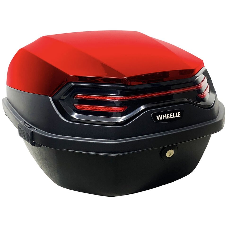 XT08-LR 32 Litre Motosiklet Arka Çanta Açık Kırmızı Parlak Su Geçirmez ABS Çift Kilitleme Üniversal