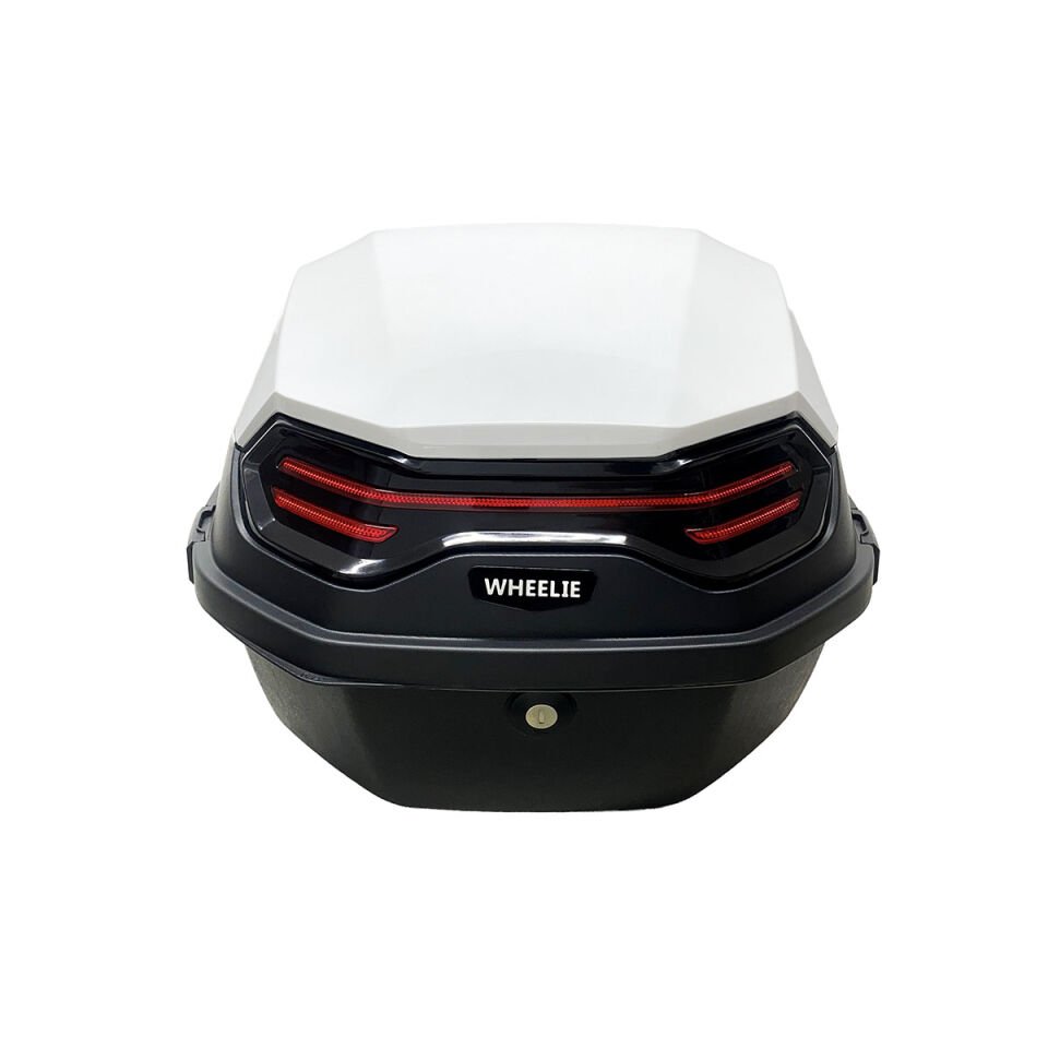 WHEELIE XT08-W 32 Litre Motosiklet Arka Çanta Beyaz Parlak Su Geçirmez ABS Top Case Çift Kilitleme Üniversal
