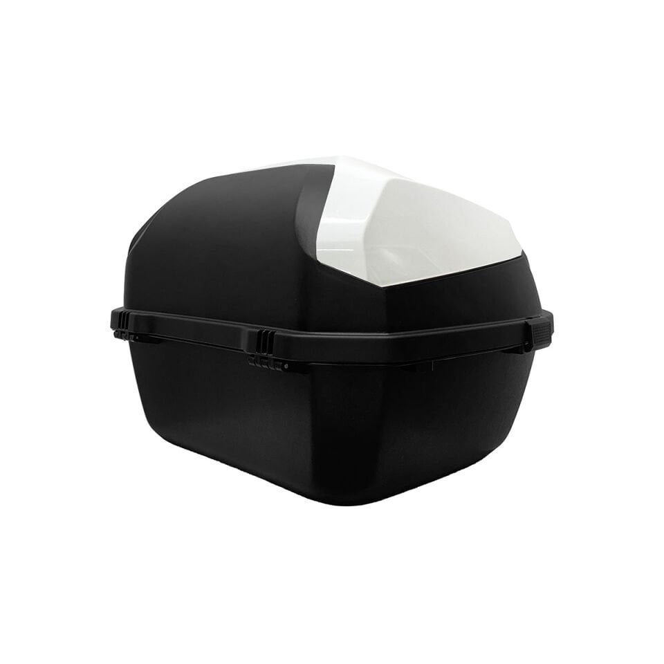 WHEELIE XT08-W 32 Litre Motosiklet Arka Çanta Beyaz Parlak Su Geçirmez ABS Top Case Çift Kilitleme Üniversal