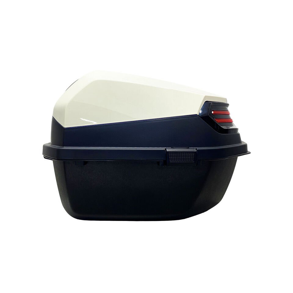 WHEELIE XT08-IW 32 Litre Motosiklet Arka Çanta Fildişi Beyaz Parlak Su Geçirmez ABS Çift Kilitleme Üniversal