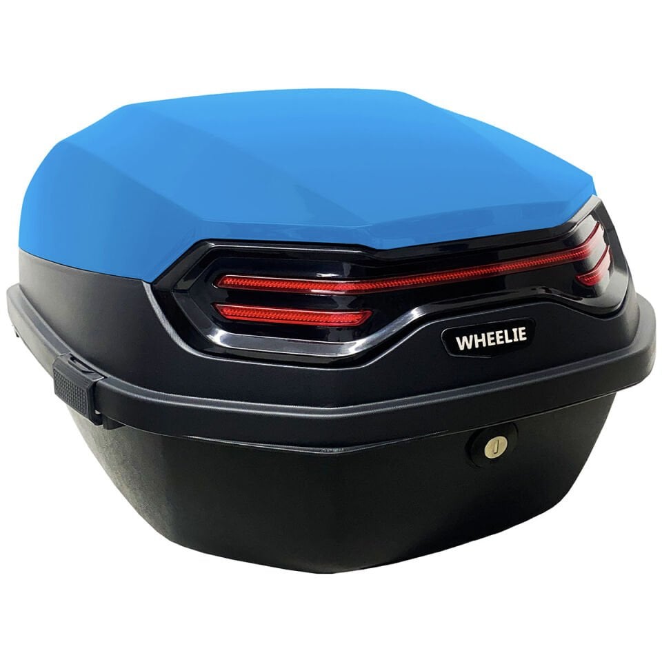 XT08-YB 32 Litre Motosiklet Arka Çanta Y.Mavi Parlak Su Geçirmez  ABS Çift Kilitleme Üniversal