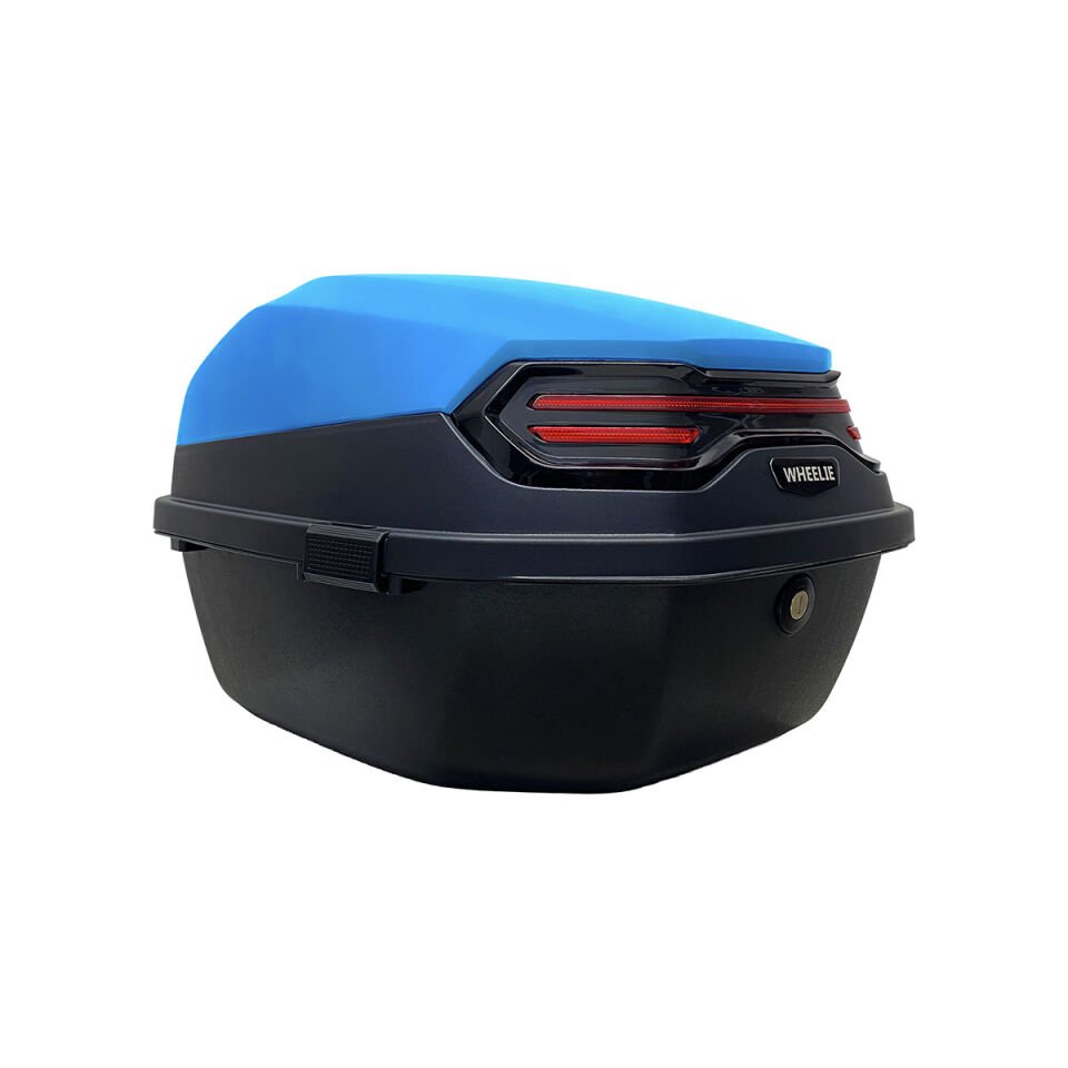 WHEELIE XT08-YB 32 Litre Motosiklet Arka Çanta Yamaha Mavi Parlak Su Geçirmez ABS Çift Kilitleme Üniversal