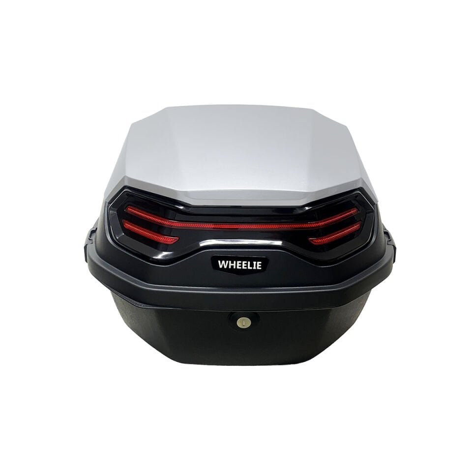 XT08-SW 32 Litre Motosiklet Arka Çanta Gümüş Beyaz Parlak Su Geçirmez ABS Çift Kilitleme Üniversal