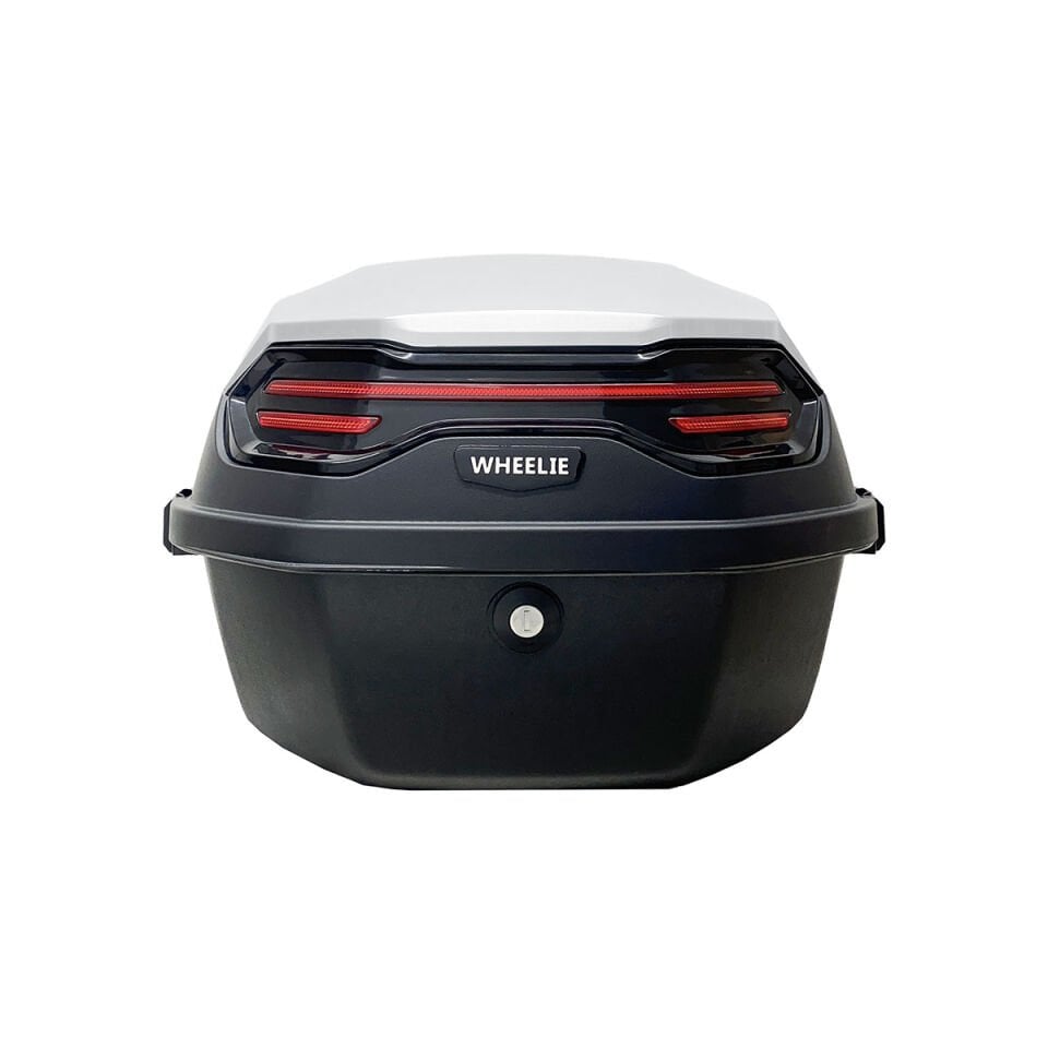 XT08-SW 32 Litre Motosiklet Arka Çanta Gümüş Beyaz Parlak Su Geçirmez ABS Çift Kilitleme Üniversal