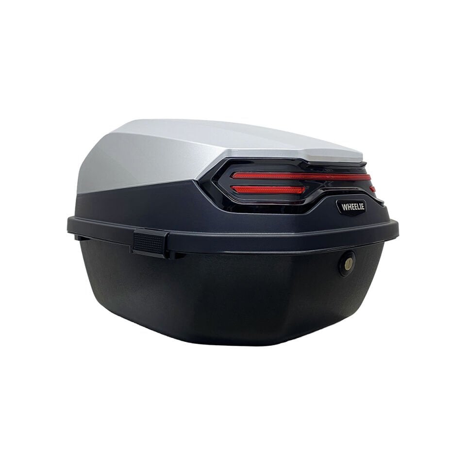 XT08-SW 32 Litre Motosiklet Arka Çanta Gümüş Beyaz Parlak Su Geçirmez ABS Çift Kilitleme Üniversal