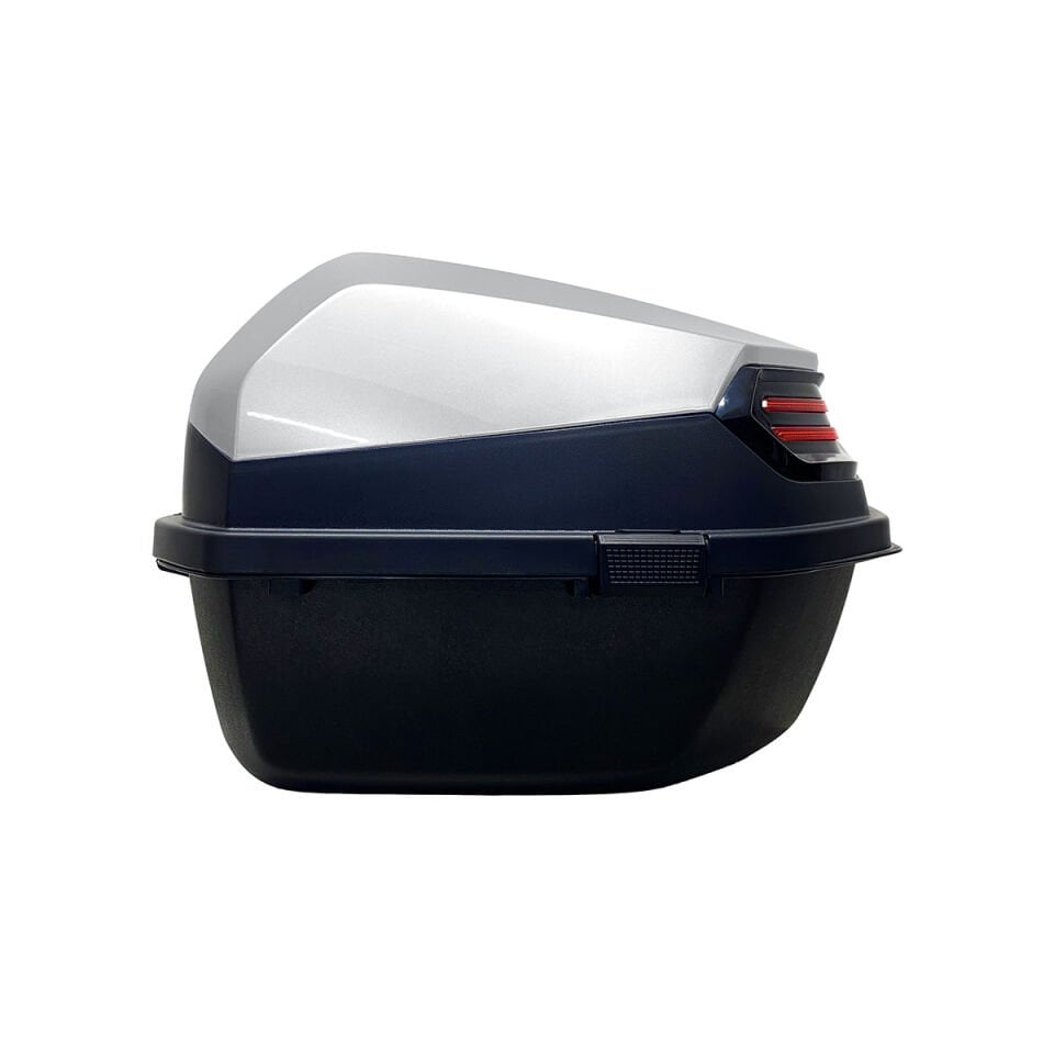 XT08-SW 32 Litre Motosiklet Arka Çanta Gümüş Beyaz Parlak Su Geçirmez ABS Çift Kilitleme Üniversal