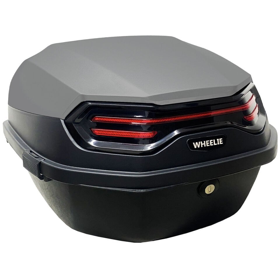 WHEELIE XT08-HG 32 Litre Motosiklet Arka Çanta Honda Gri Parlak Su Geçirmez ABS Çift Kilitleme Üniversal