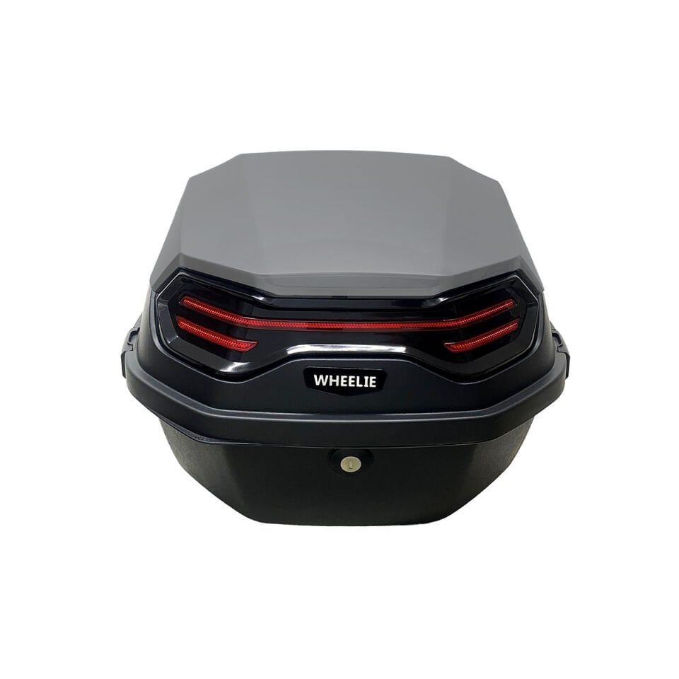 WHEELIE XT08-HG 32 Litre Motosiklet Arka Çanta Honda Gri Parlak Su Geçirmez ABS Çift Kilitleme Üniversal