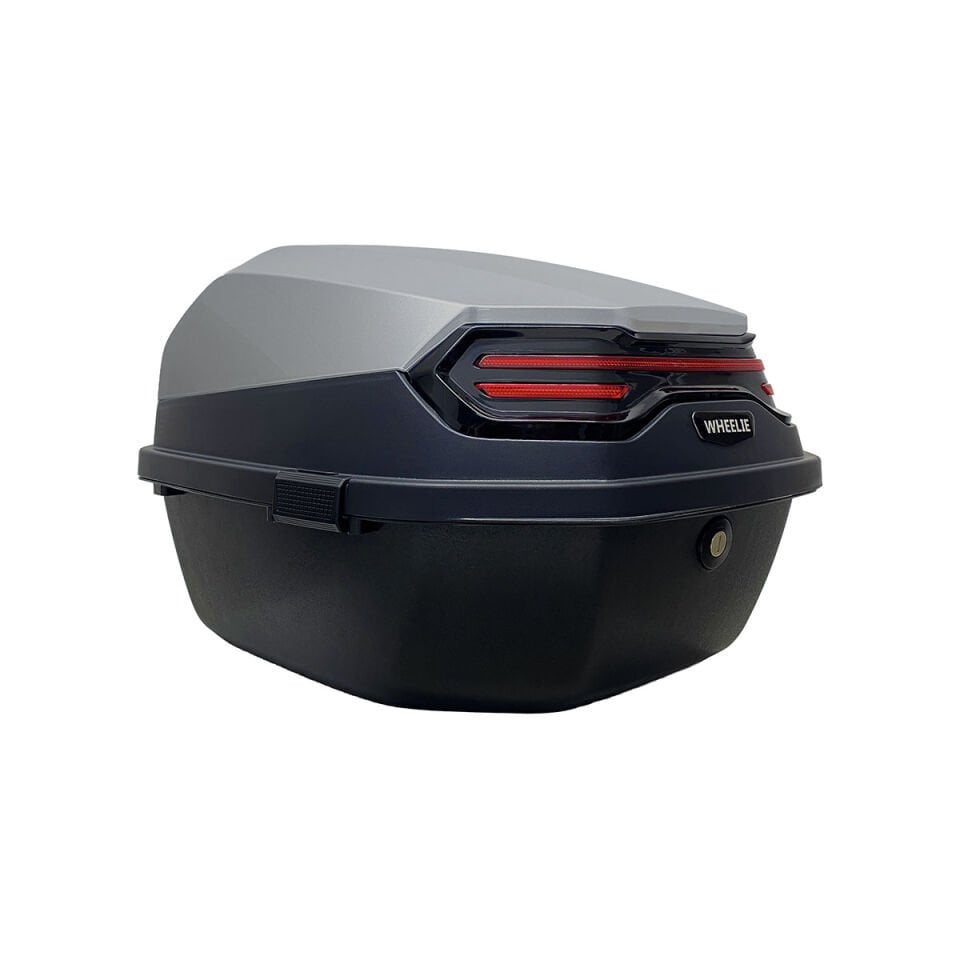 WHEELIE XT08-HG 32 Litre Motosiklet Arka Çanta Honda Gri Parlak Su Geçirmez ABS Çift Kilitleme Üniversal