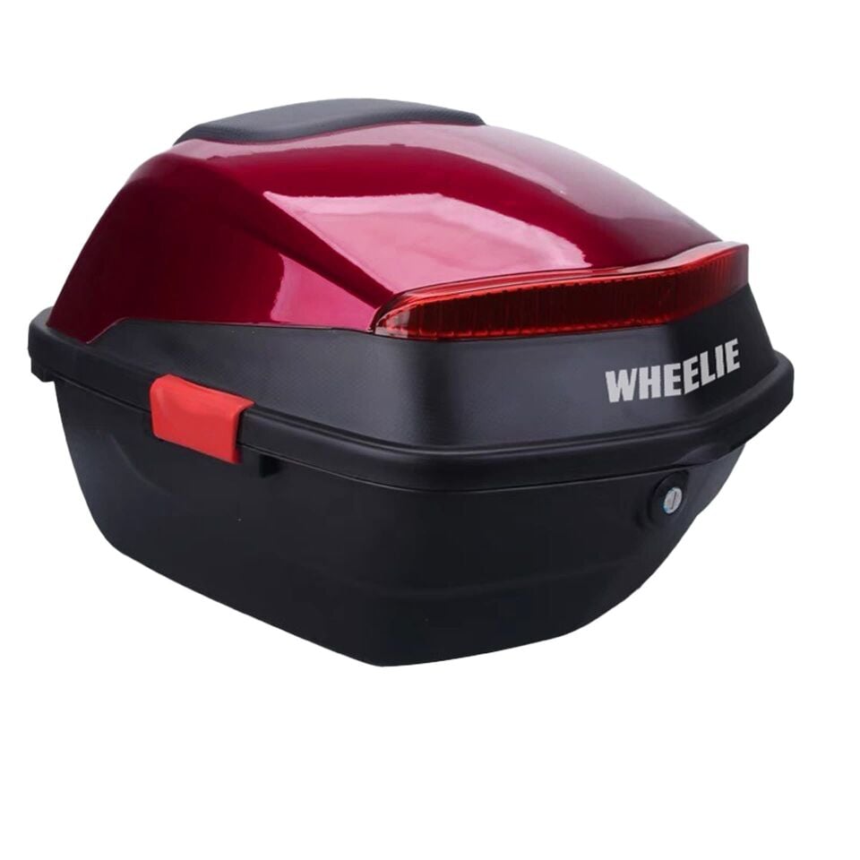 WHEELIE XT88-JR 32 Litre Motosiklet Arka Çanta Hünnap Kırmızı Parlak Su Geçirmez ABS Çift Kilitleme Üniversal