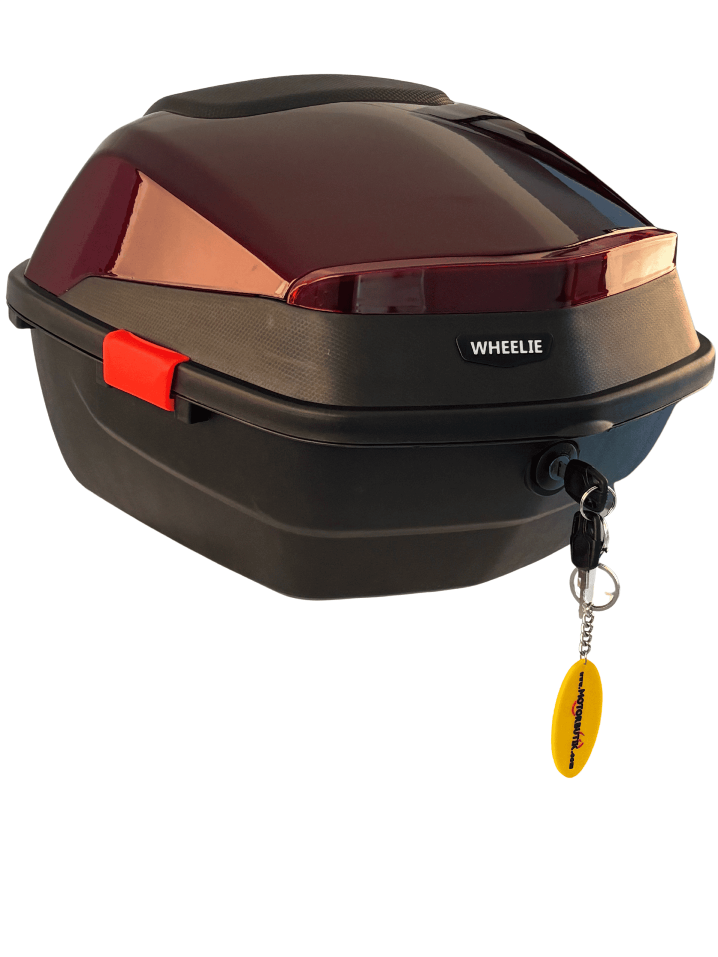 WHEELIE XT88-JR 32 Litre Motosiklet Arka Çanta Hünnap Kırmızı Parlak Su Geçirmez ABS Çift Kilitleme Üniversal