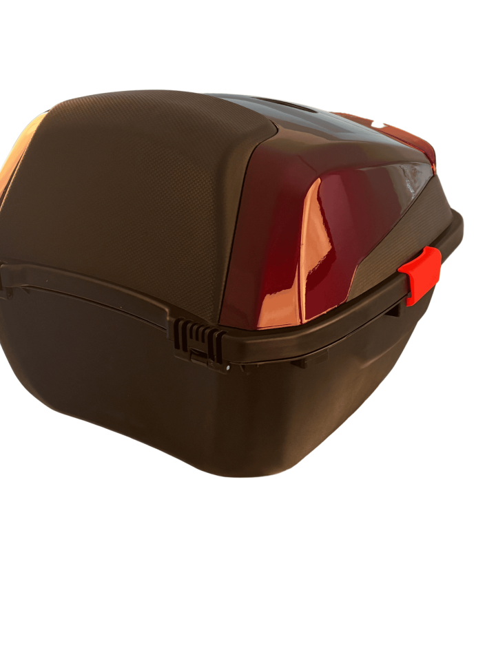 WHEELIE XT88-JR 32 Litre Motosiklet Arka Çanta Hünnap Kırmızı Parlak Su Geçirmez ABS Çift Kilitleme Üniversal