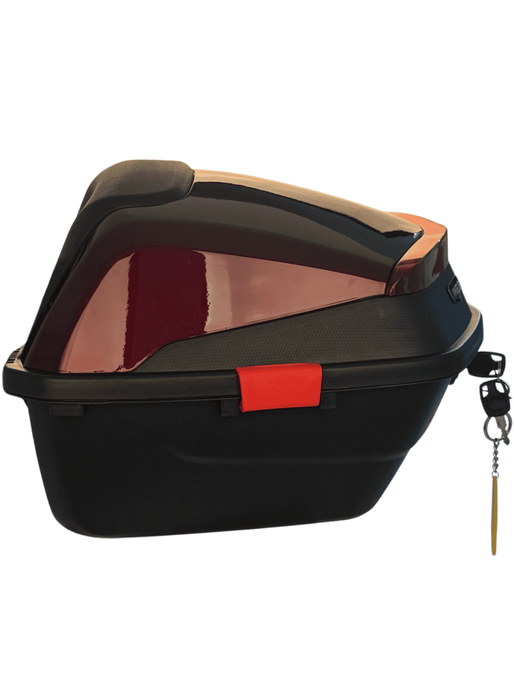 WHEELIE XT88-JR 32 Litre Motosiklet Arka Çanta Hünnap Kırmızı Parlak Su Geçirmez ABS Çift Kilitleme Üniversal