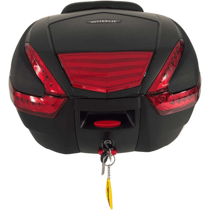 WHEELIE XT62-B 38 Litre Motosiklet Arka Çanta Tak Çıkart Özellikli Siyah Su Geçirmez ABS Top Case Üniversal