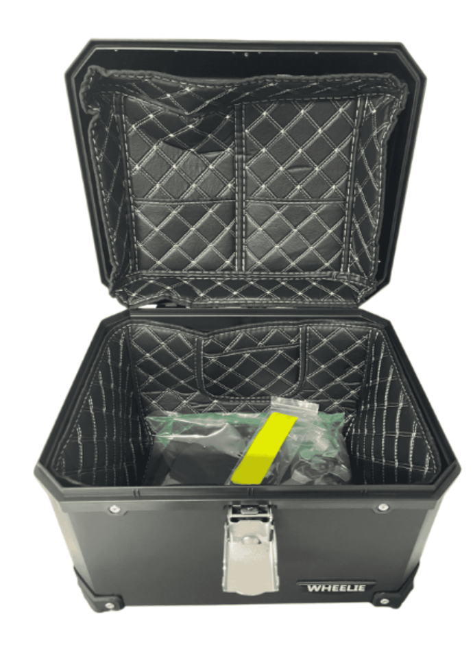 WHEELIE XT570-B 45 Litre Motosiklet Arka Çanta Siyah Su Geçirmez ABS Top Case Bagaj Üniversal