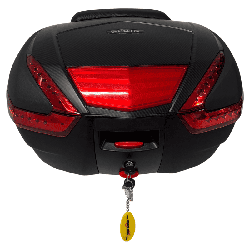 WHEELIE XT68-B 48 Litre Motosiklet Arka Çanta Siyah Su Geçirmez Tak Çıkart Özellikli ABS Top Case Üniversal