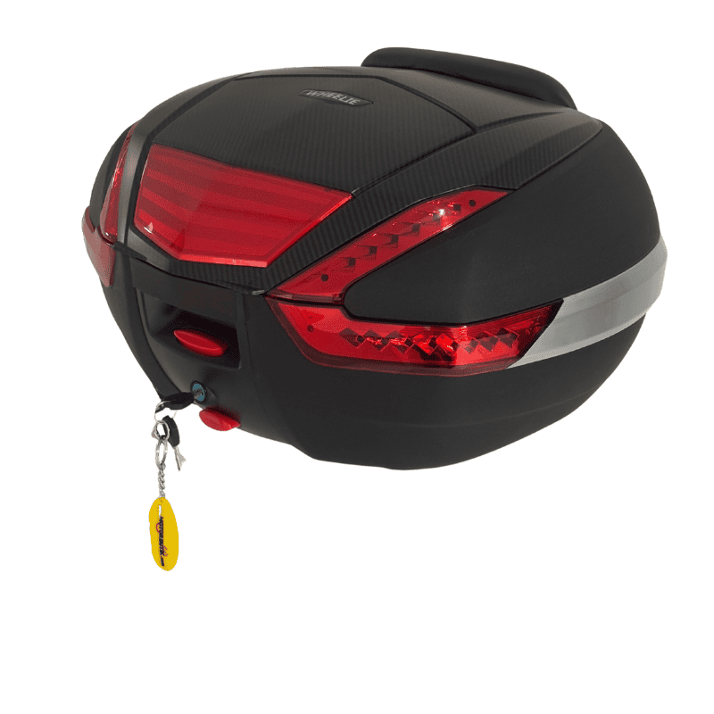 WHEELIE XT68-B 48 Litre Motosiklet Arka Çanta Siyah Su Geçirmez Tak Çıkart Özellikli ABS Top Case Üniversal