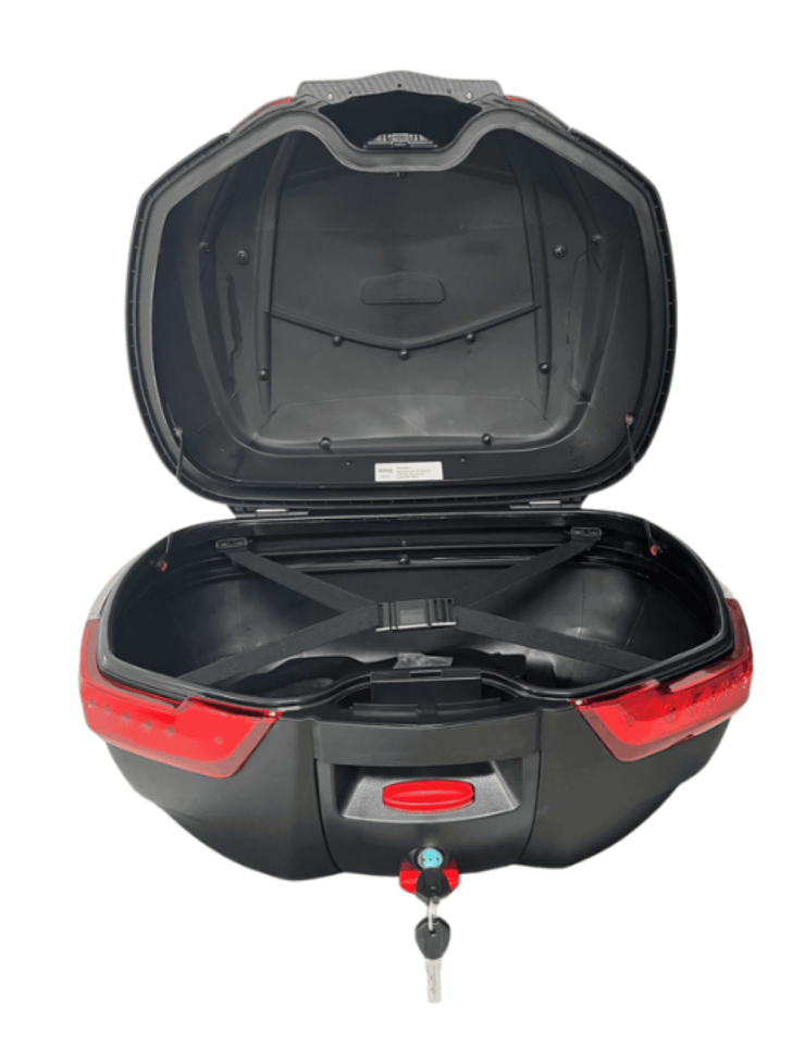 WHEELIE XT68-B 48 Litre Motosiklet Arka Çanta Siyah Su Geçirmez Tak Çıkart Özellikli ABS Top Case Üniversal