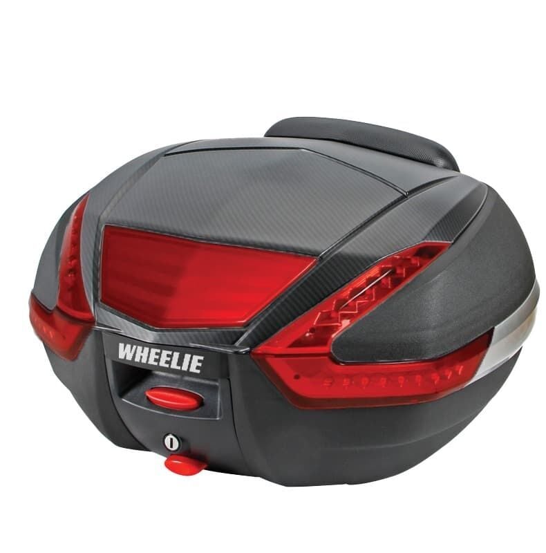 WHEELIE XT68-B 48 Litre Motosiklet Arka Çanta Siyah Su Geçirmez Tak Çıkart Özellikli ABS Top Case Üniversal