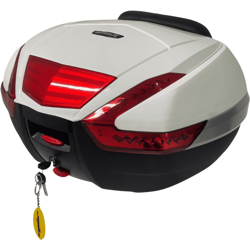 WHEELIE XT68-W 48 Litre Motosiklet Arka Çanta Beyaz Su Geçirmez Tak Çıkart Özellikli ABS Top Case Üniversal
