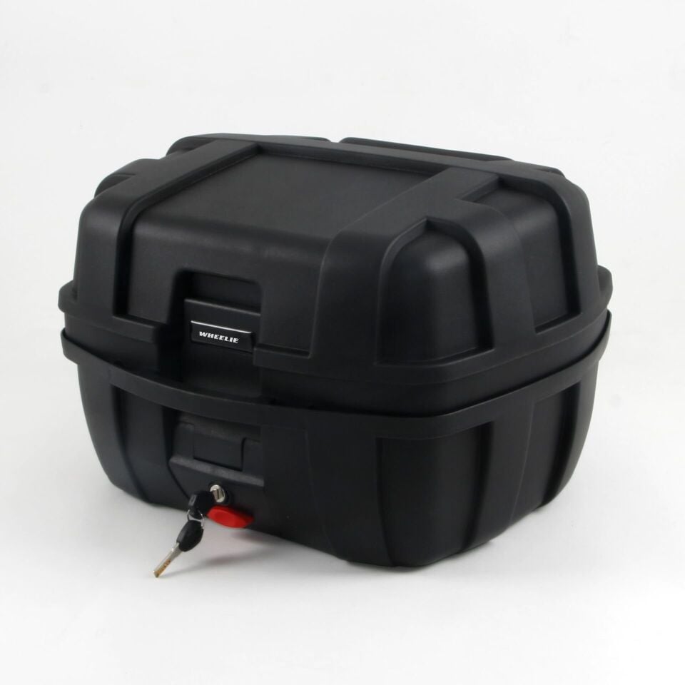 WHEELIE XT760-B 50 Litre Motosiklet Arka Çanta Siyah Su Geçirmez Tak Çıkart Özellikli ABS Top Case Üniversal