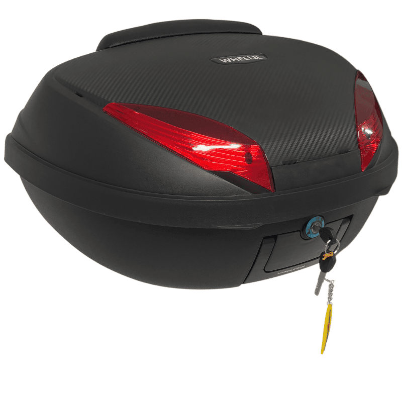 WHEELIE XT66-B 52 Litre Motosiklet Arka Çanta Siyah Su Geçirmez ABS Top Case Bagaj Üniversal