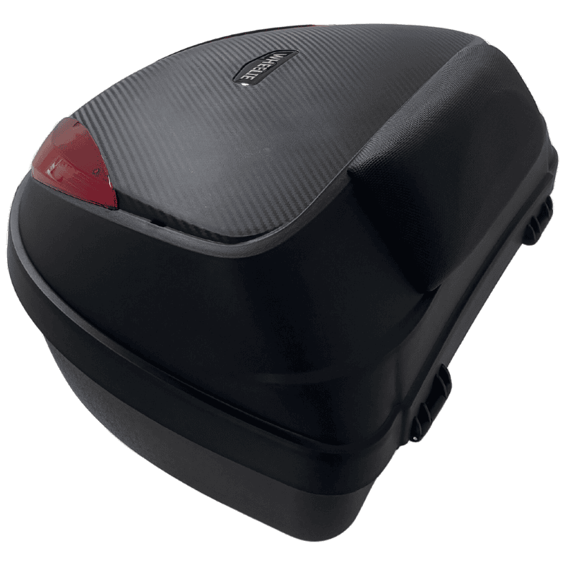 WHEELIE XT66-B 52 Litre Motosiklet Arka Çanta Siyah Su Geçirmez ABS Top Case Bagaj Üniversal