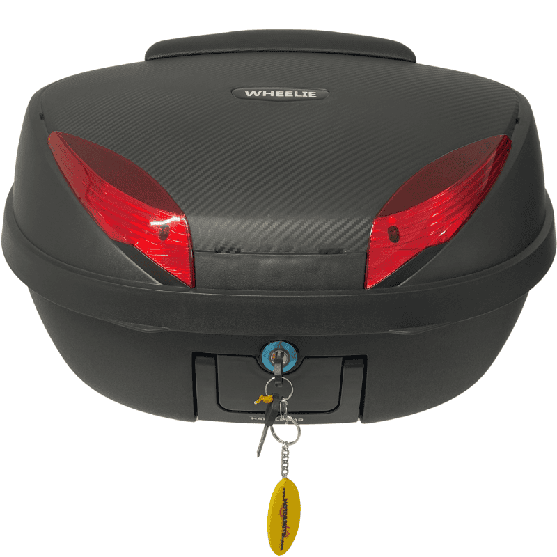 WHEELIE XT66-B 52 Litre Motosiklet Arka Çanta Siyah Su Geçirmez ABS Top Case Bagaj Üniversal