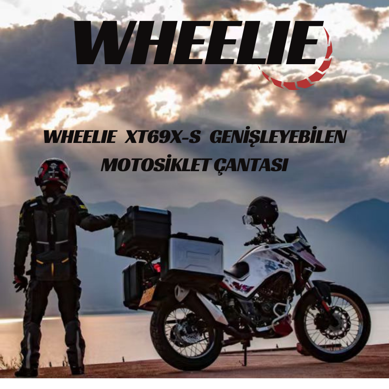 WHEELIE XT69X-S 30/40 Litre Motosiklet Arka Çanta Genişleyebilen Gümüş Su Geçirmez Tak Çıkart Özellikli ABS