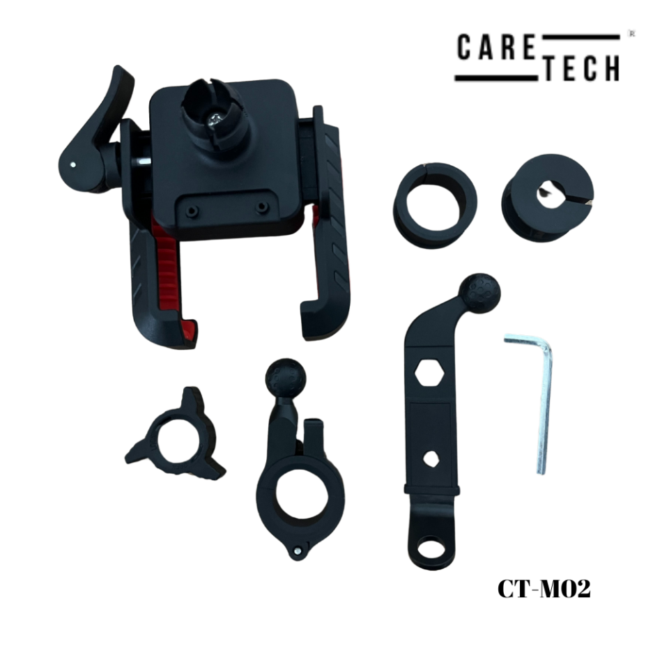 CARETECH CT-M02 Telefon Tutucu Tek Elle Kilitleme Klipsli Gidon Ayna Montaj Motosiklet Su geçirmez Üniversal